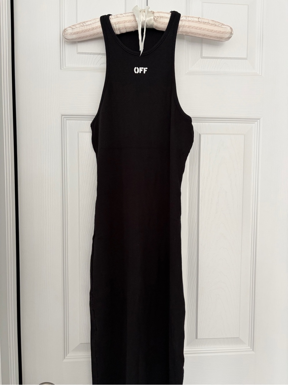 Off-White Black Ribbed Racerback Dress
